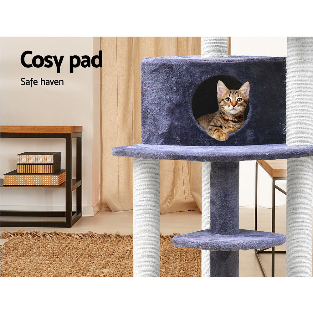 Cat Tree 126cm Trees Scratching Post Scratcher Tower Condo House Furniture Wood - image6
