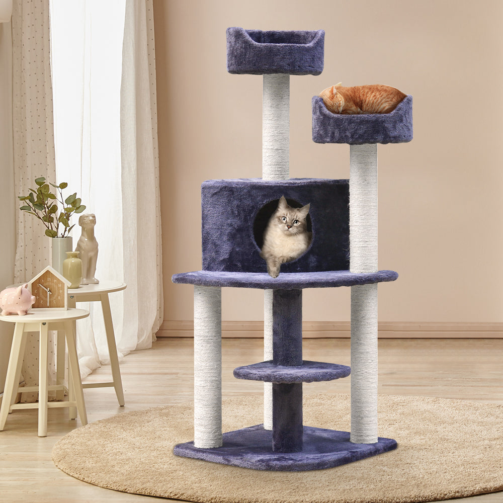 Cat Tree 126cm Trees Scratching Post Scratcher Tower Condo House Furniture Wood - image9