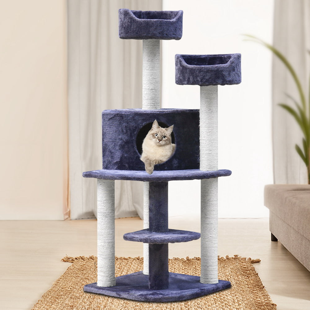 Cat Tree 126cm Trees Scratching Post Scratcher Tower Condo House Furniture Wood - image7
