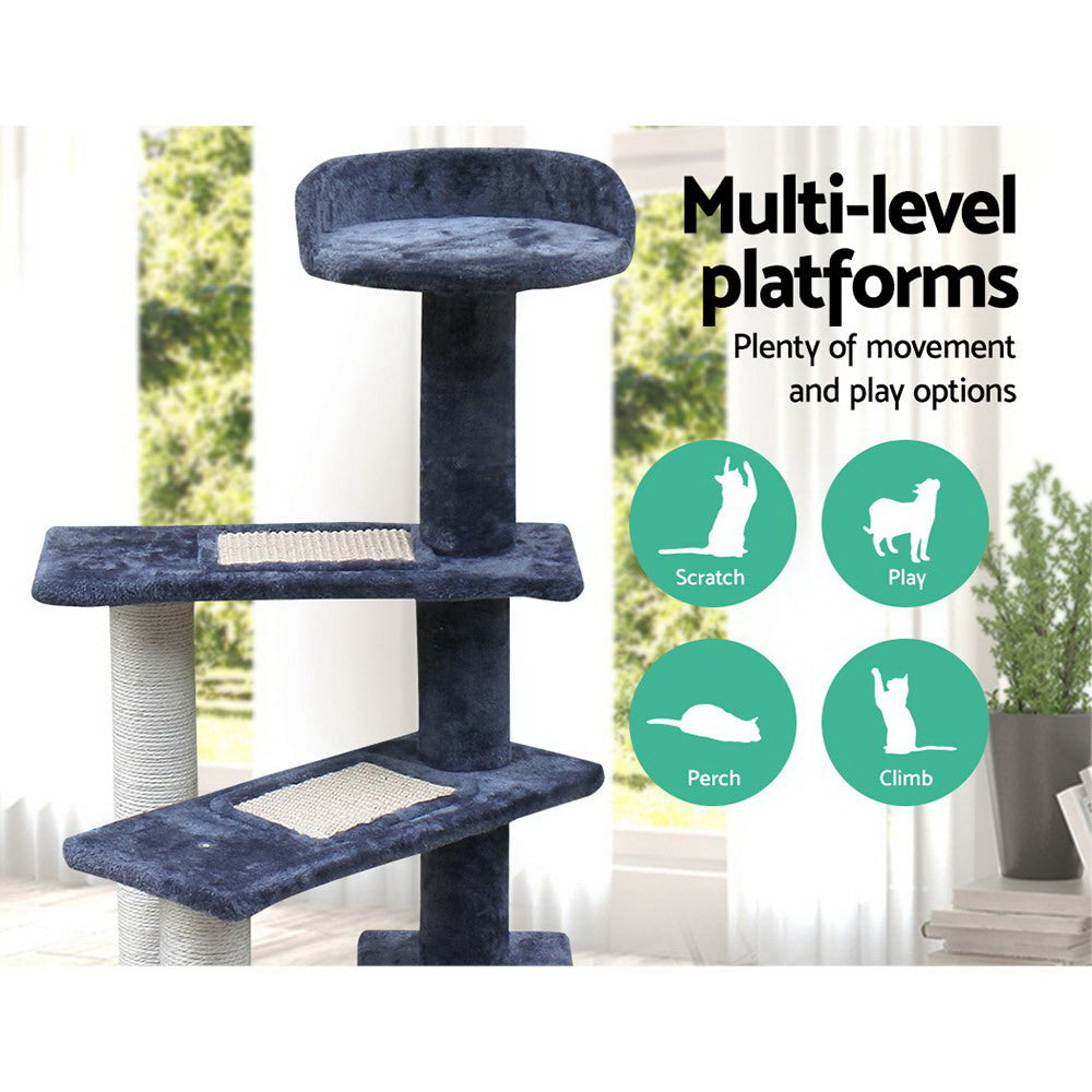 Cat Tree 100cm Trees Scratching Post Scratcher Tower Condo House Furniture Wood Steps - image3