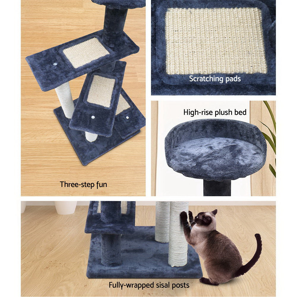 Cat Tree 100cm Trees Scratching Post Scratcher Tower Condo House Furniture Wood Steps - image5