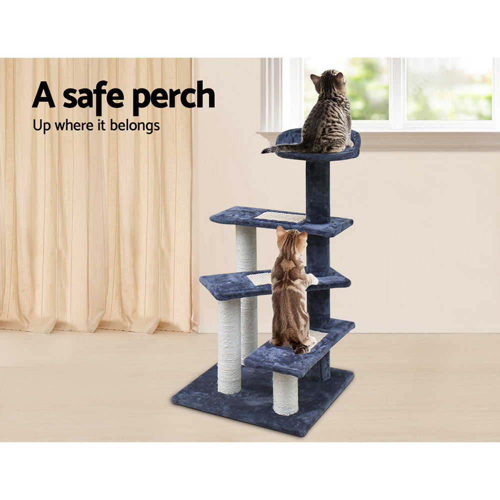 Cat Tree 100cm Trees Scratching Post Scratcher Tower Condo House Furniture Wood Steps - image6