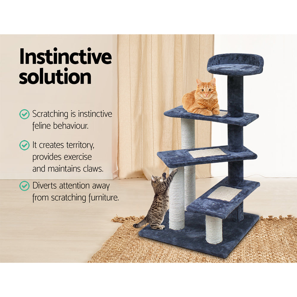 Cat Tree 100cm Trees Scratching Post Scratcher Tower Condo House Furniture Wood Steps - image11