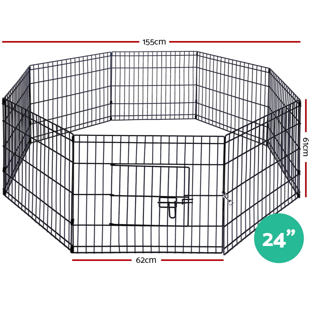 24" 8 Panel Pet Dog Playpen Puppy Exercise Cage Enclosure Play Pen Fence - image2