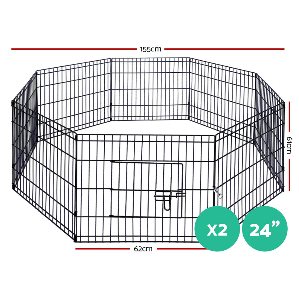2X24" 8 Panel Pet Dog Playpen Puppy Exercise Cage Enclosure Fence Play Pen - image2