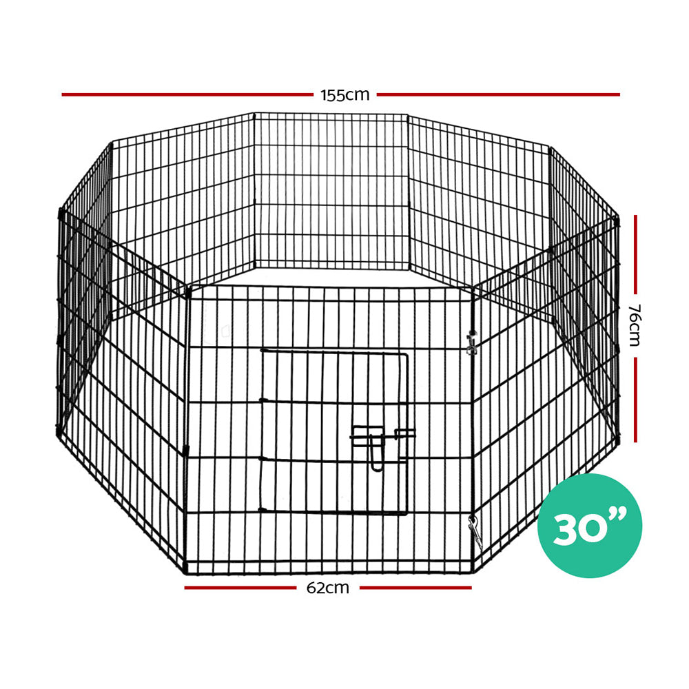 30" 8 Panel Pet Dog Playpen Puppy Exercise Cage Enclosure Play Pen Fence - image2