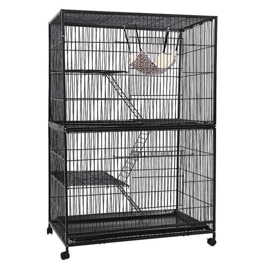 4 Level Rabbit Cage Bird Ferret Parrot Aviary Cat Hamster Castor 142cm - image1