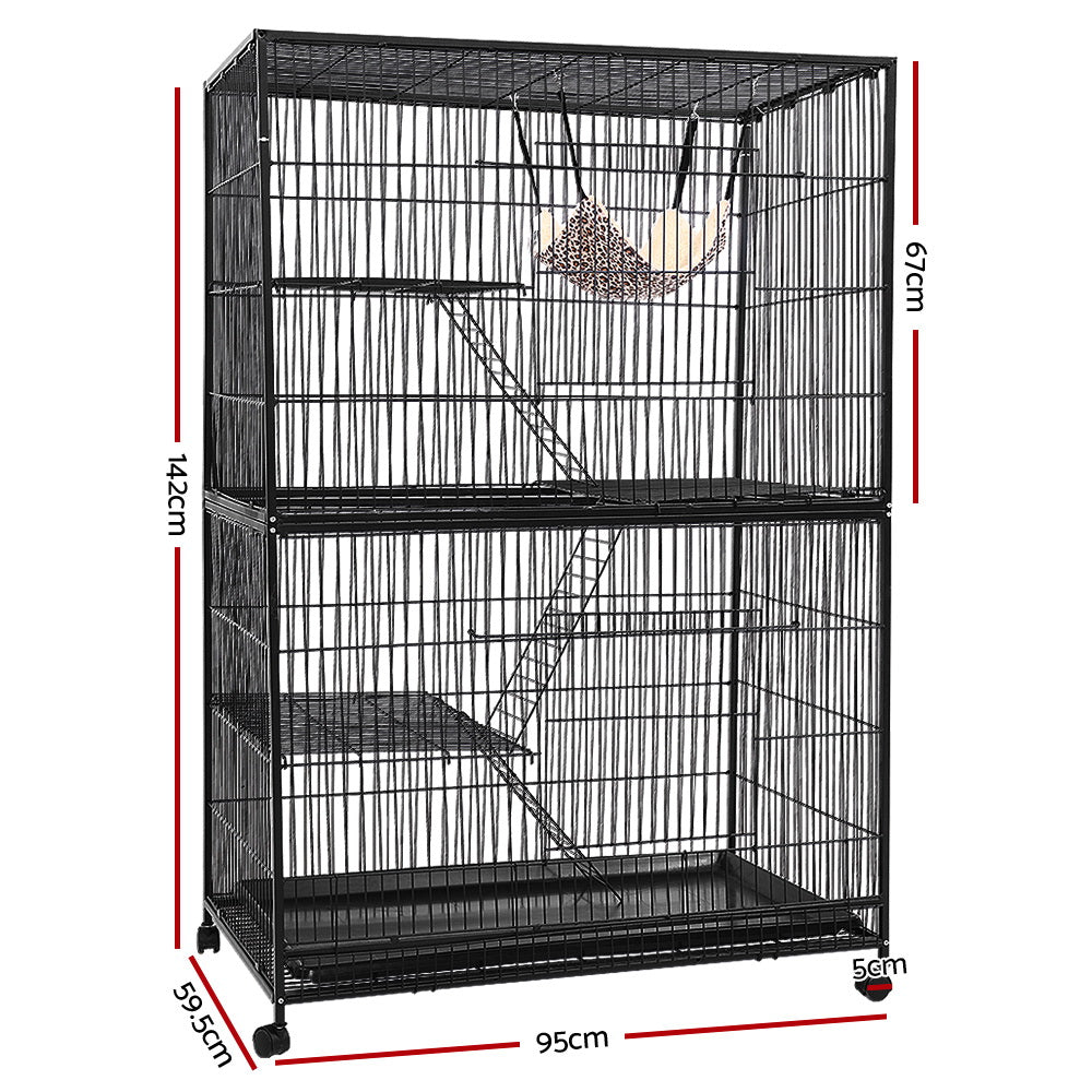 4 Level Rabbit Cage Bird Ferret Parrot Aviary Cat Hamster Castor 142cm - image2