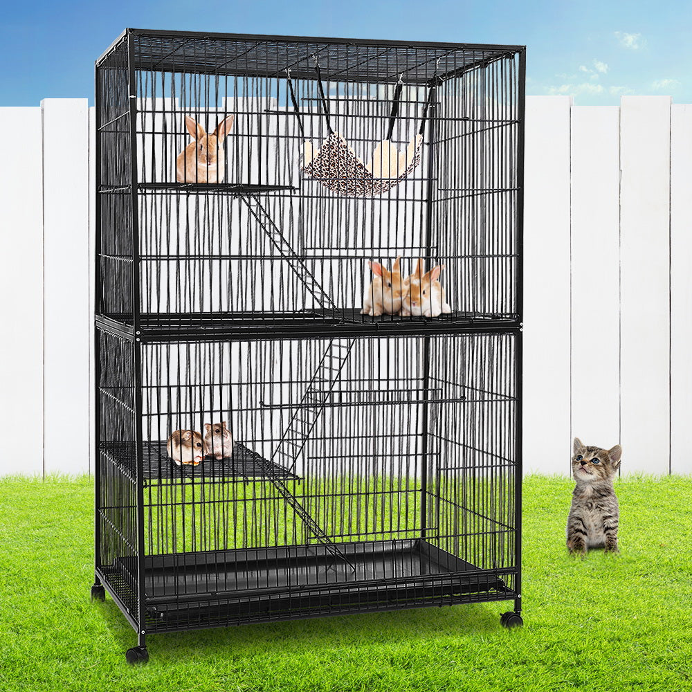 4 Level Rabbit Cage Bird Ferret Parrot Aviary Cat Hamster Castor 142cm - image7