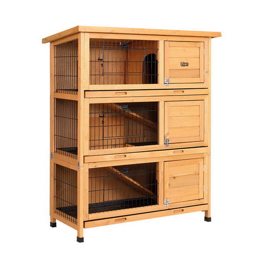 Rabbit Hutch Hutches Large Metal Run Wooden Cage Waterproof Outdoor Pet House Chicken Coop Guinea Pig Ferret Chinchilla Hamster 91.5cm x 46cm x 116.5cm - image1