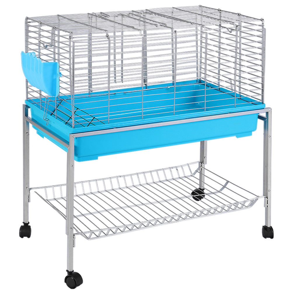 Rabbit Cage Hutch Cages Indoor Hamster Enclosure Carrier Bunny Blue - image1