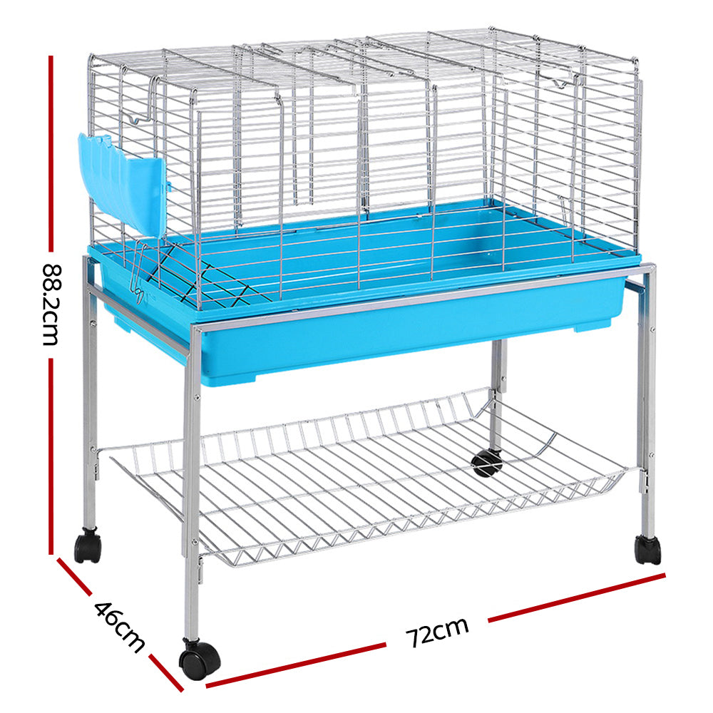Rabbit Cage Hutch Cages Indoor Hamster Enclosure Carrier Bunny Blue - image2