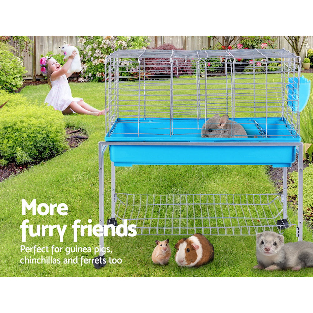 Rabbit Cage Hutch Cages Indoor Hamster Enclosure Carrier Bunny Blue - image3