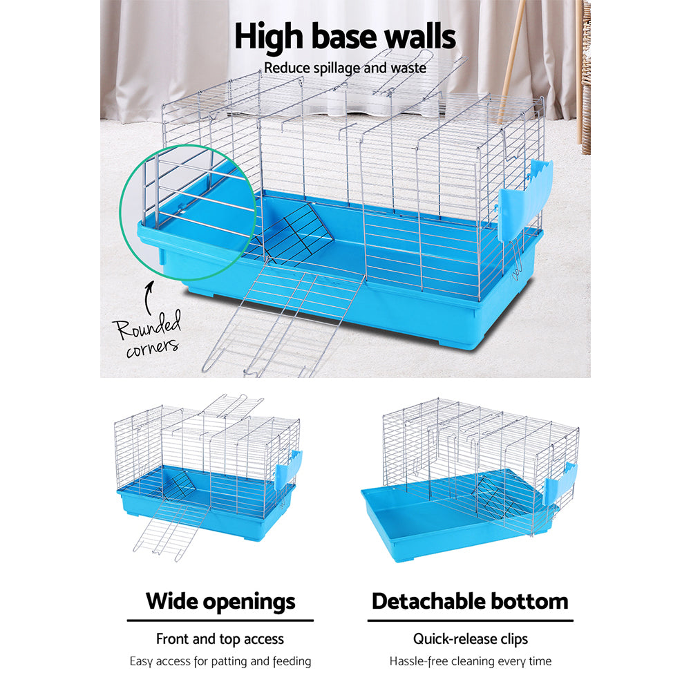 Rabbit Cage Hutch Cages Indoor Hamster Enclosure Carrier Bunny Blue - image5