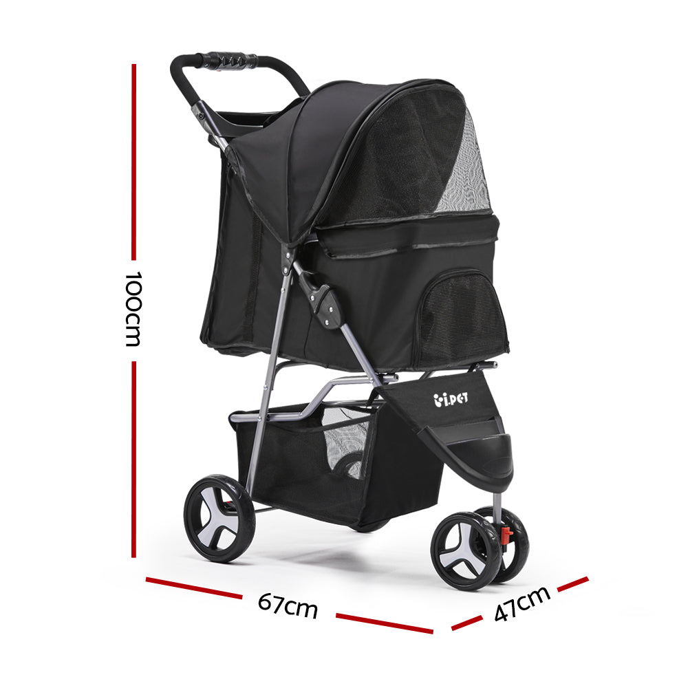 3 Wheel Pet Stroller - Black - image2