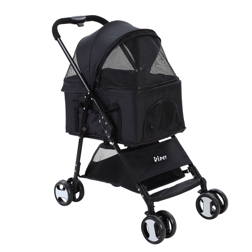 Pet Stroller Dog Carrier Foldable Pram 3 IN 1 Middle Size Black - image1