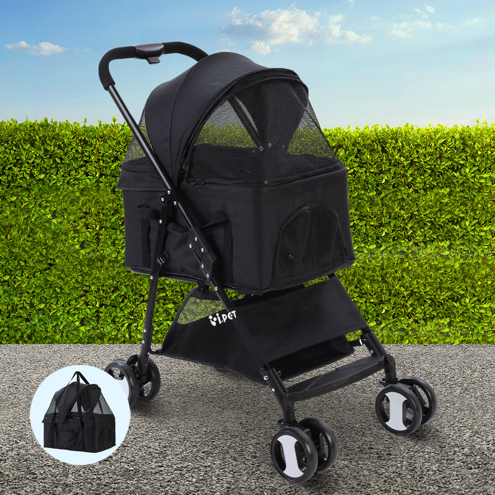 Pet Stroller Dog Carrier Foldable Pram 3 IN 1 Middle Size Black - image7