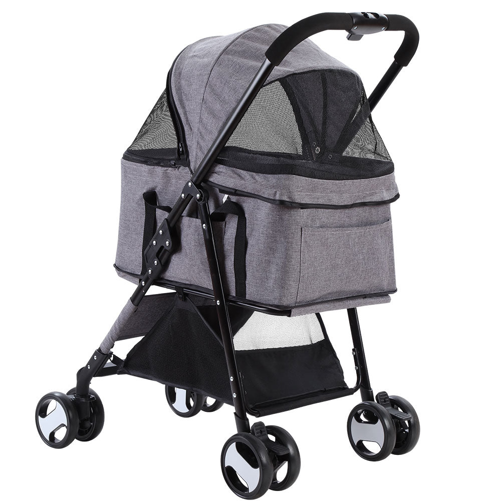 Pet Stroller Dog Carrier Foldable Pram 3 IN 1 Middle Size Grey - image3