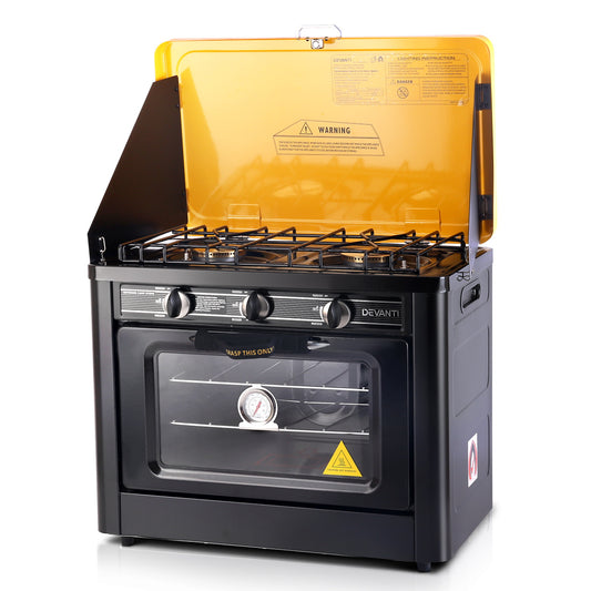 3 Burner Portable Oven - Black & Yellow - image1