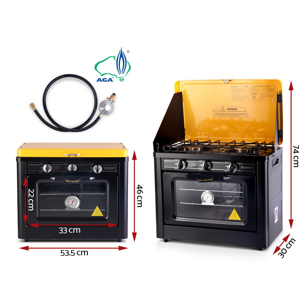 3 Burner Portable Oven - Black & Yellow - image2