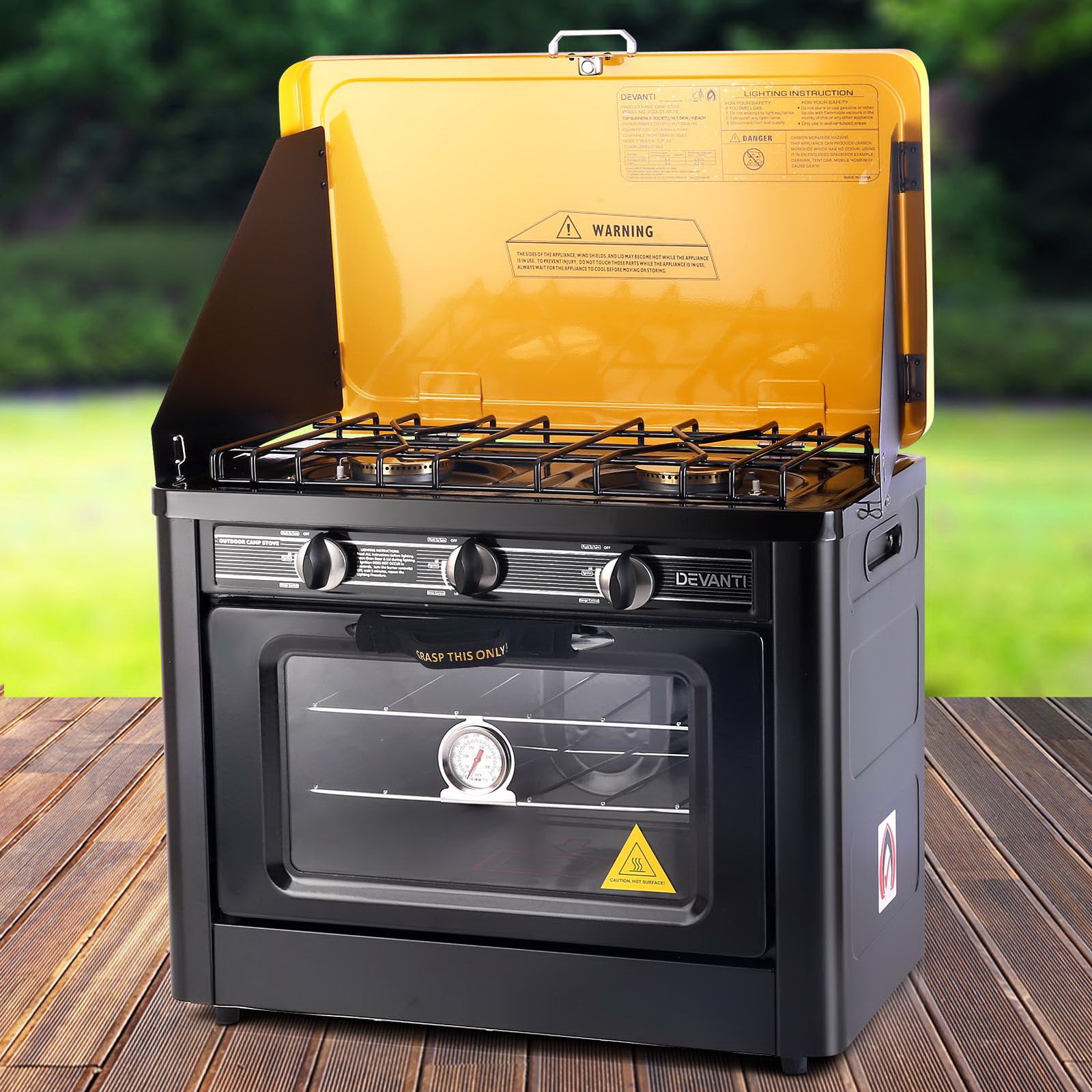 3 Burner Portable Oven - Black & Yellow - image7