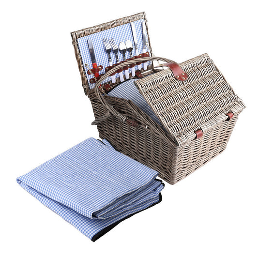 Deluxe 4 Person Picnic Basket Baskets Outdoor Insulated Blanket - image1