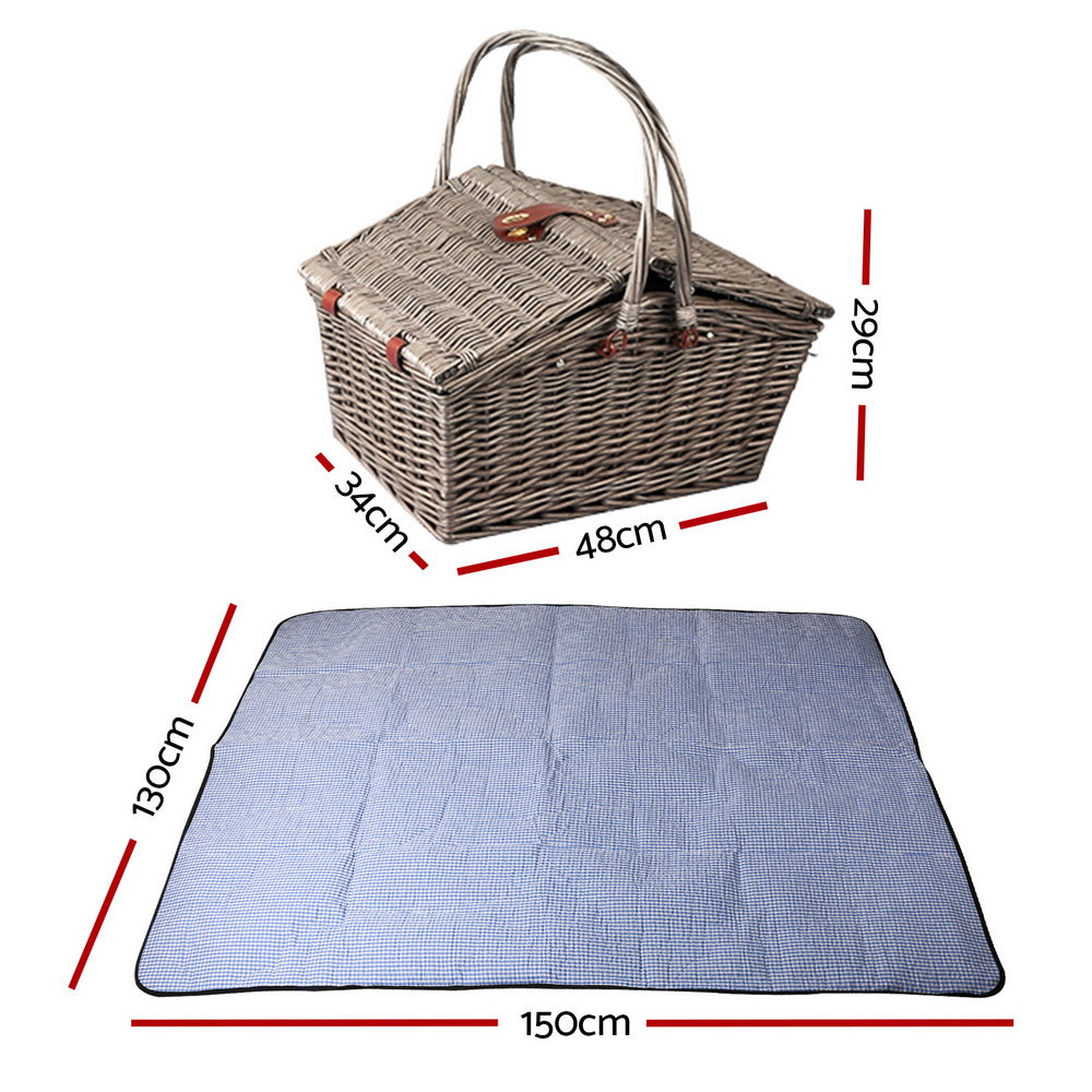 Deluxe 4 Person Picnic Basket Baskets Outdoor Insulated Blanket - image2