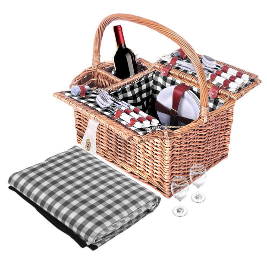 Picnic Basket 4 Person Baskets Outdoor Insulated Blanket Deluxe - image1