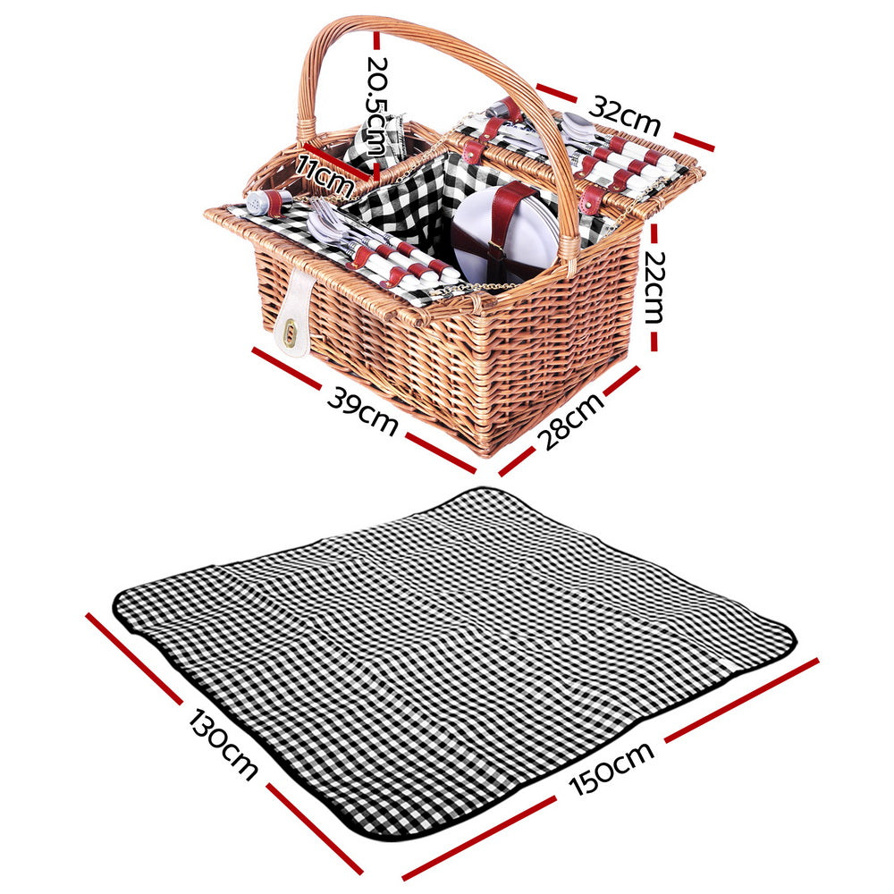 Picnic Basket 4 Person Baskets Outdoor Insulated Blanket Deluxe - image2