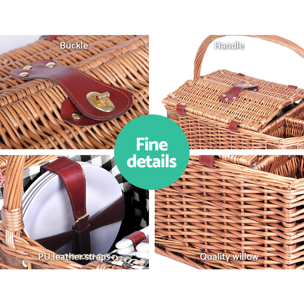 Picnic Basket 4 Person Baskets Outdoor Insulated Blanket Deluxe - image4