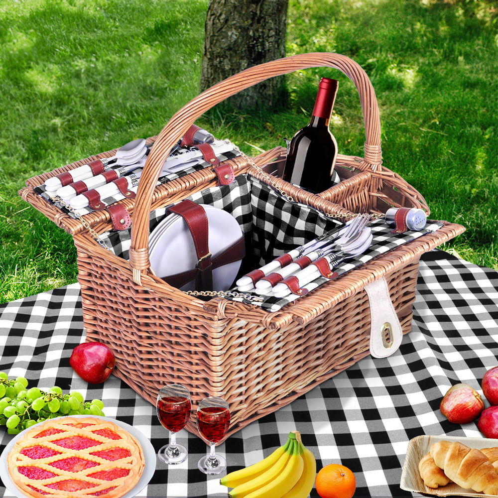 Picnic Basket 4 Person Baskets Outdoor Insulated Blanket Deluxe - image7