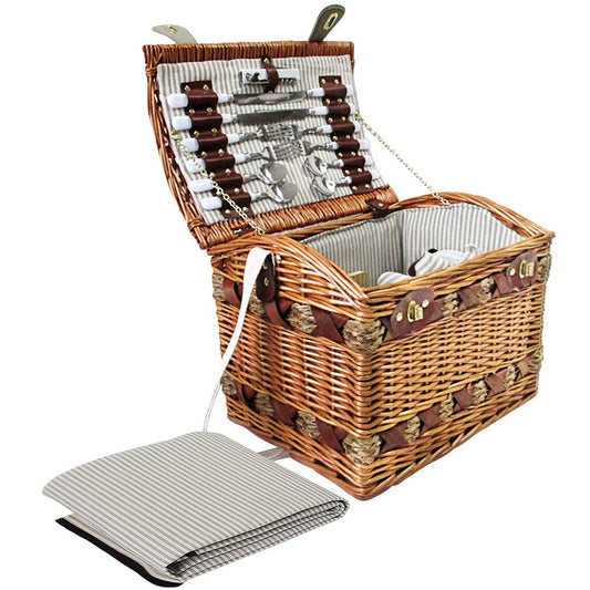 4 Person Picnic Basket Baskets Deluxe Outdoor Corporate Blanket Park - image1