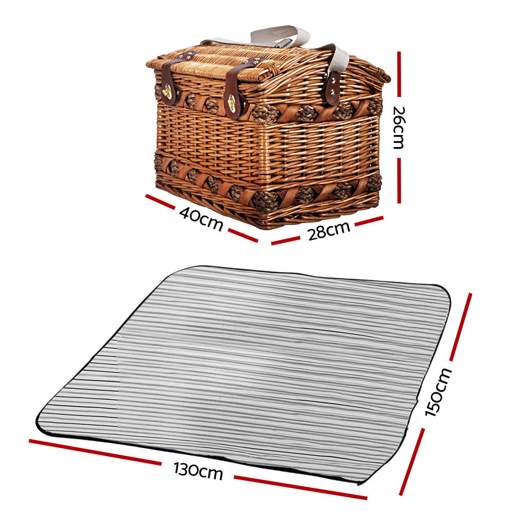 4 Person Picnic Basket Baskets Deluxe Outdoor Corporate Blanket Park - image2