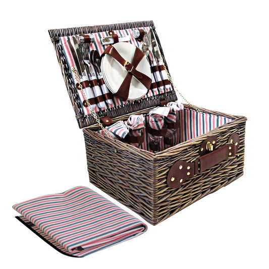 4 Person Picnic Basket Baskets Deluxe Outdoor Corporate Gift Blanket - image1