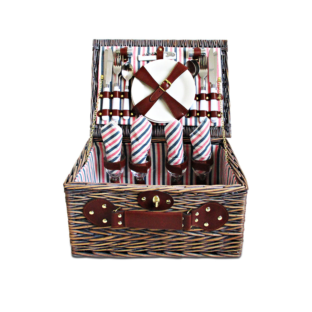 4 Person Picnic Basket Baskets Deluxe Outdoor Corporate Gift Blanket - image3