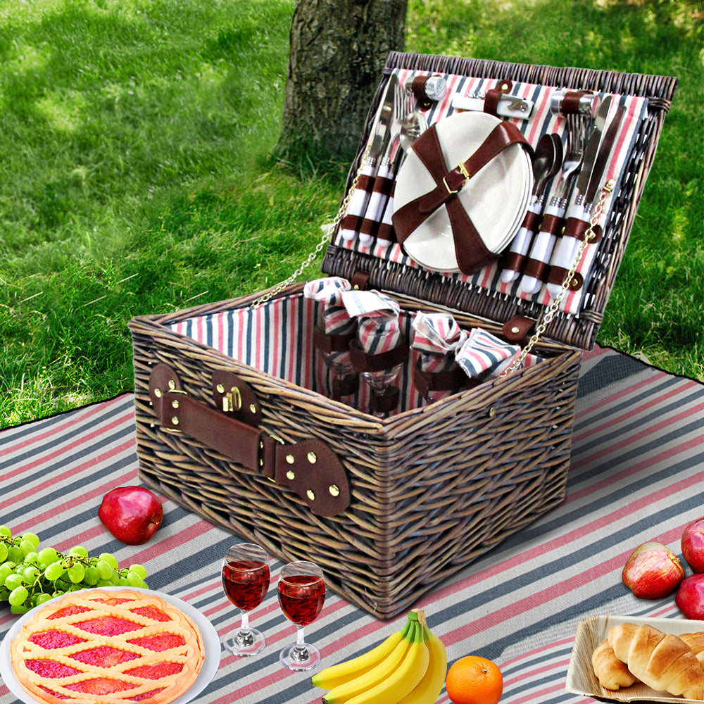 4 Person Picnic Basket Baskets Deluxe Outdoor Corporate Gift Blanket - image7