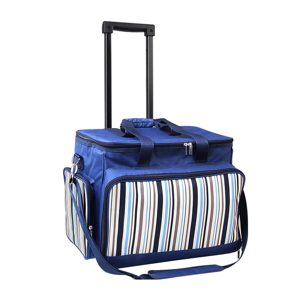 Alfresco 6 Person Picnic Bag Trolley Set - Blue - image1