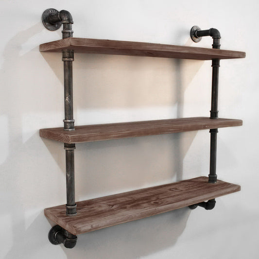 Display Wall Shelves Industrial DIY Pipe Shelf Brackets Rustic Bookshelf - image1