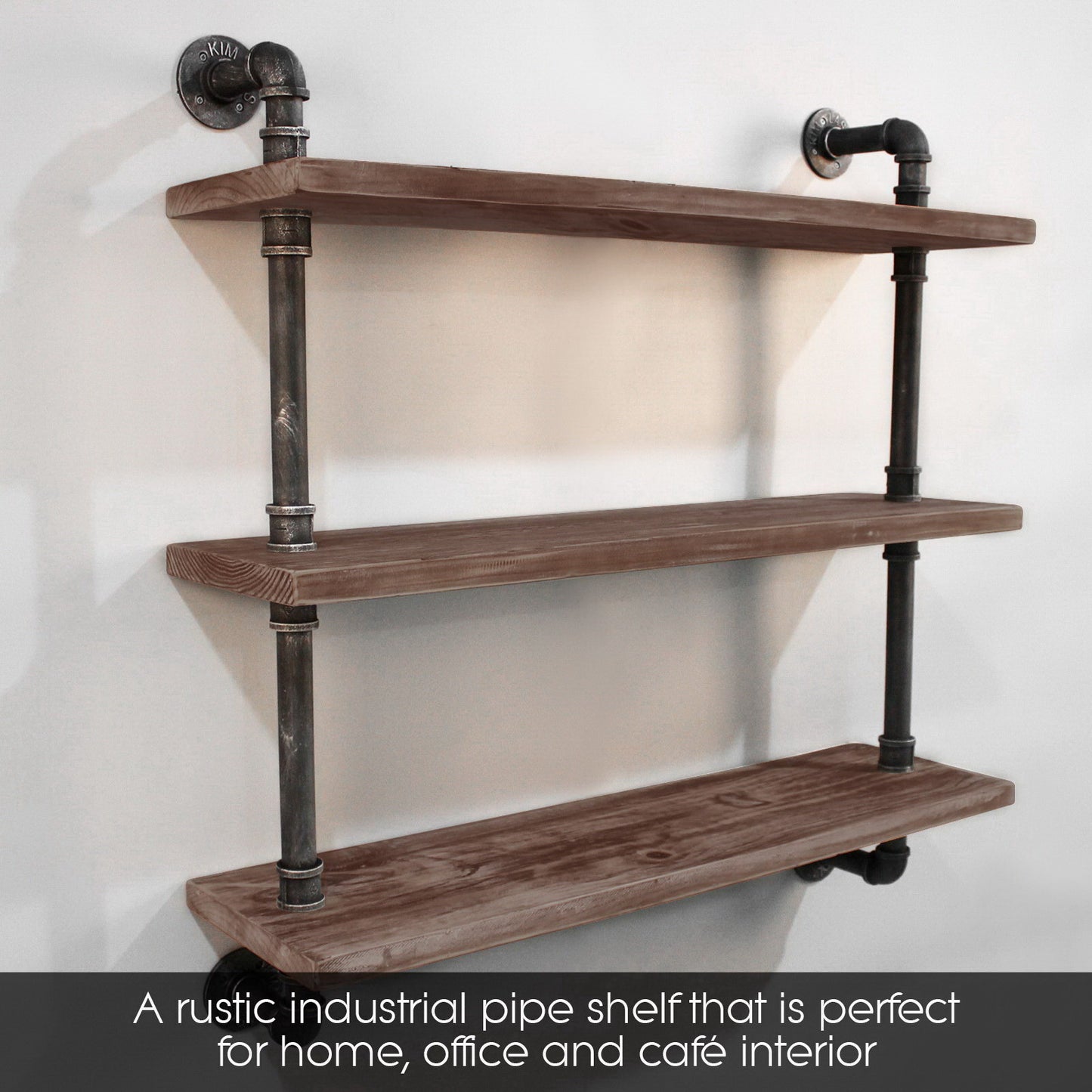 Display Wall Shelves Industrial DIY Pipe Shelf Brackets Rustic Bookshelf - image4