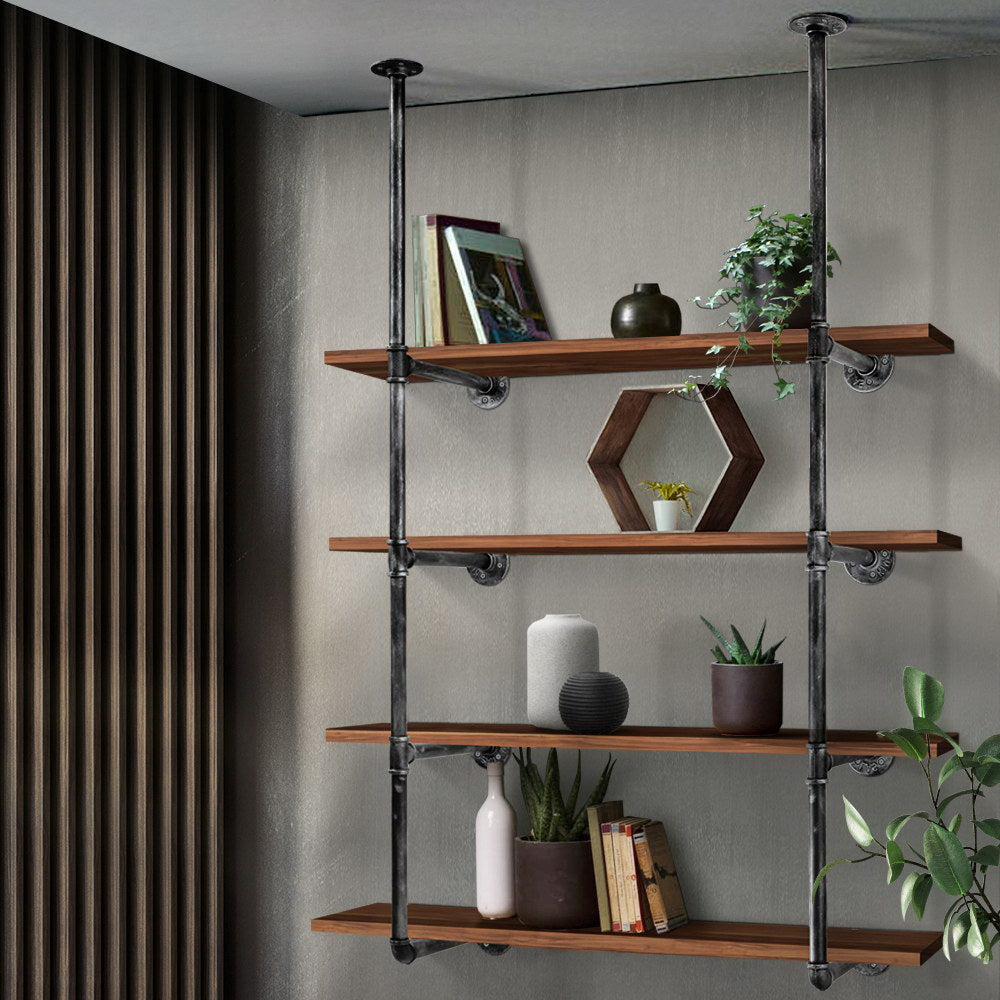 Wall Shelves Display Bookshelf Industrial DIY Pipe Shelf Rustic Brackets - image7