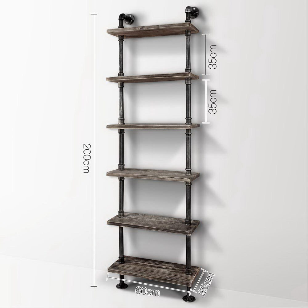 Rustic Wall Shelves Display Bookshelf Industrial DIY Pipe Shelf Brackets - image2