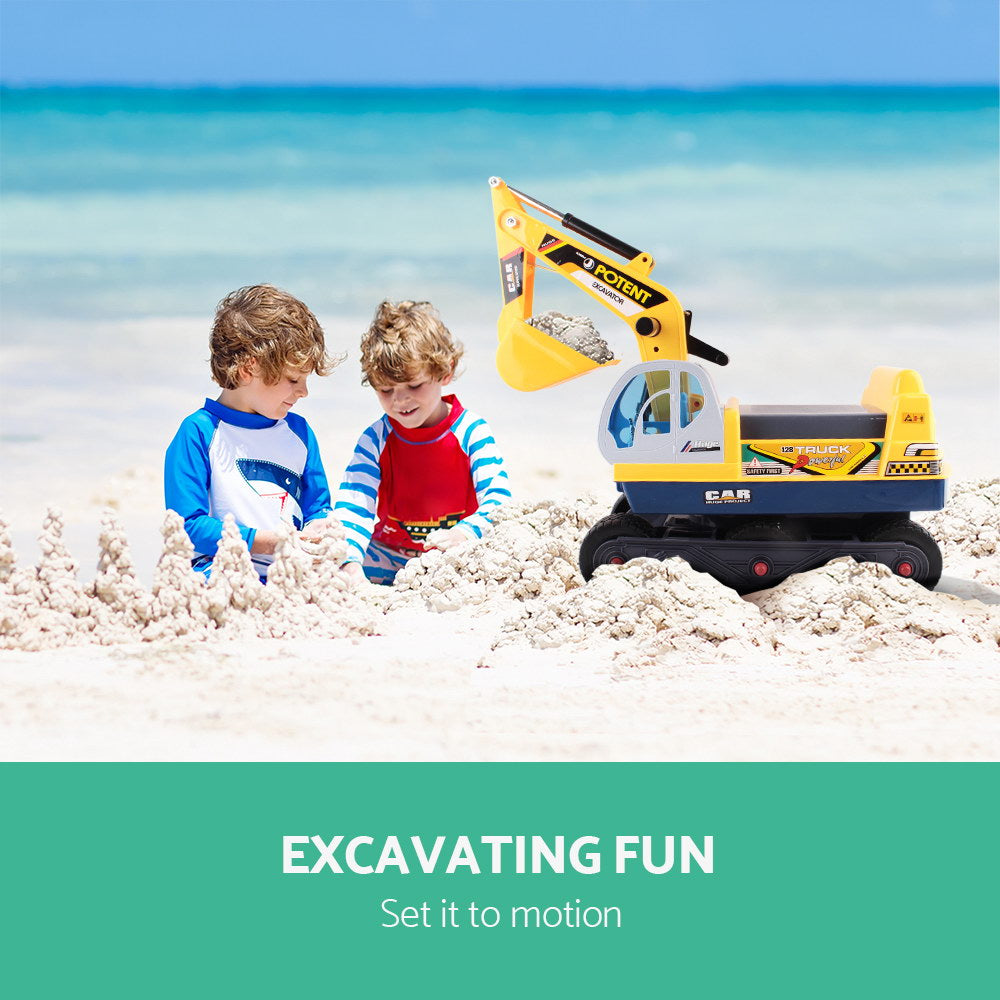 Kids Ride On Excavator - Yellow - image3