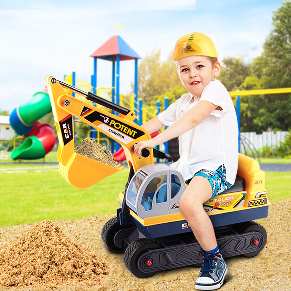 Kids Ride On Excavator - Yellow - image7