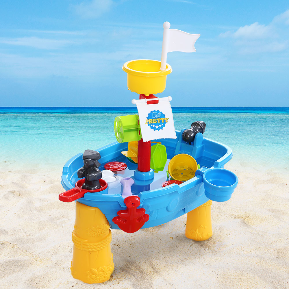 Kids Beach Sand and Water Toys Outdoor Table Pirate Ship Childrens Sandpit - image7