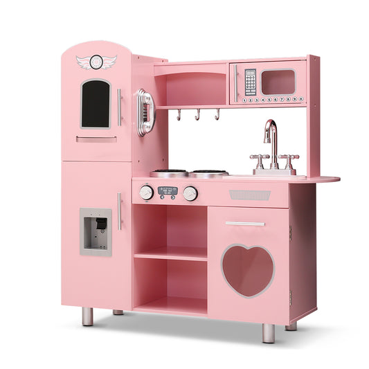 Kids Kitchen Set Pretend Play Food Sets Childrens Utensils Wooden Toy Pink - image1