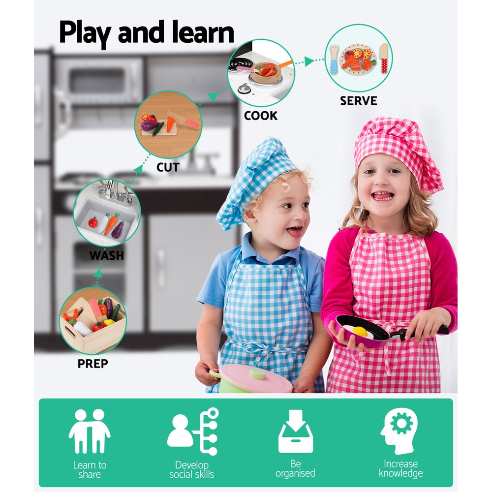 Kids Kitchen Set Pretend Play Food Sets Childrens Utensils Toys Black - image5