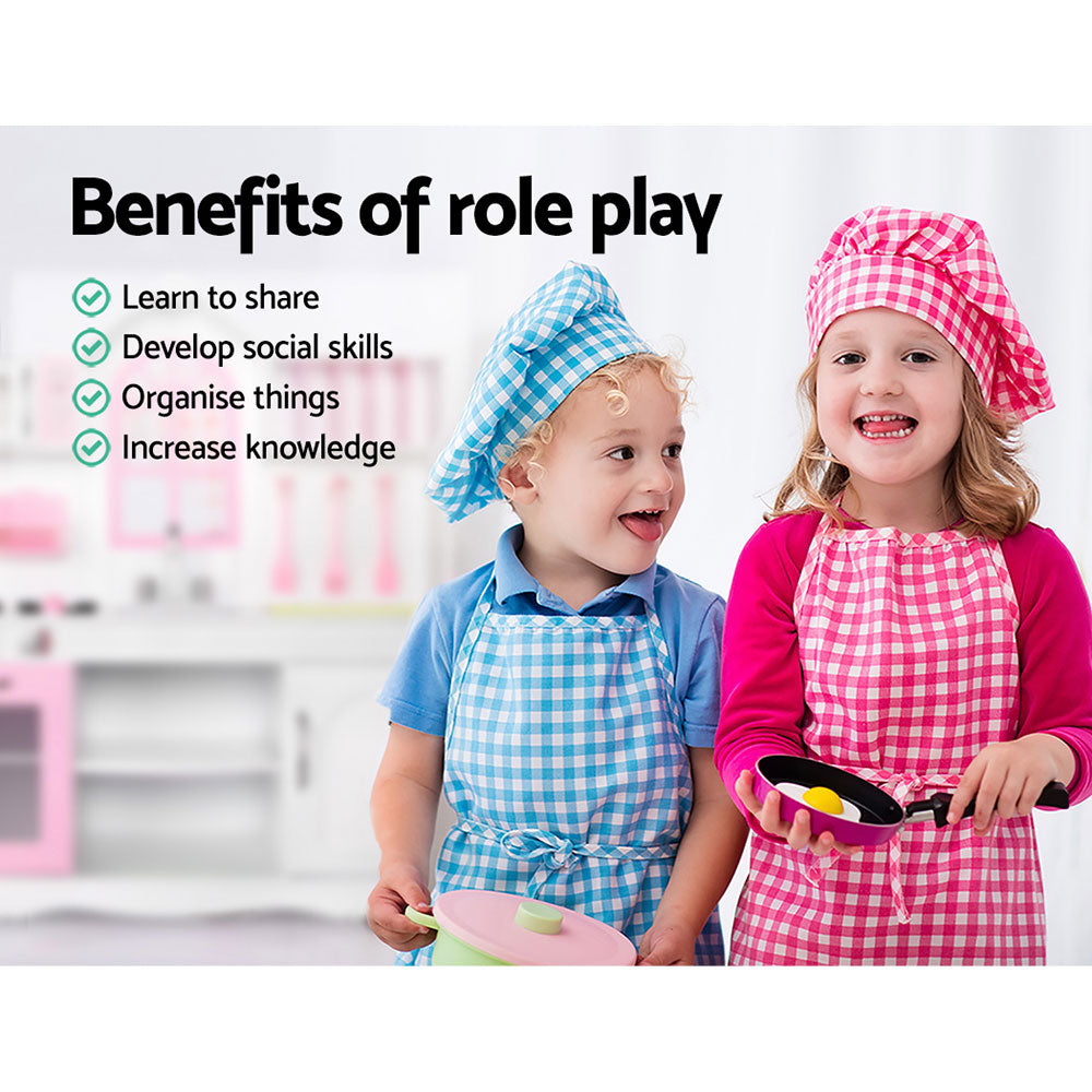 Kids Wooden Kitchen Play Set - White & Pink - image4