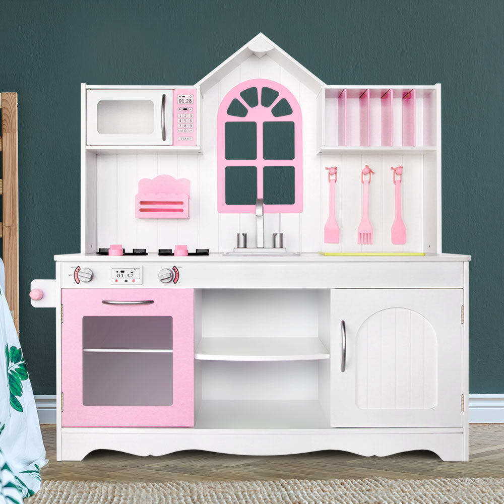 Kids Wooden Kitchen Play Set - White & Pink - image7
