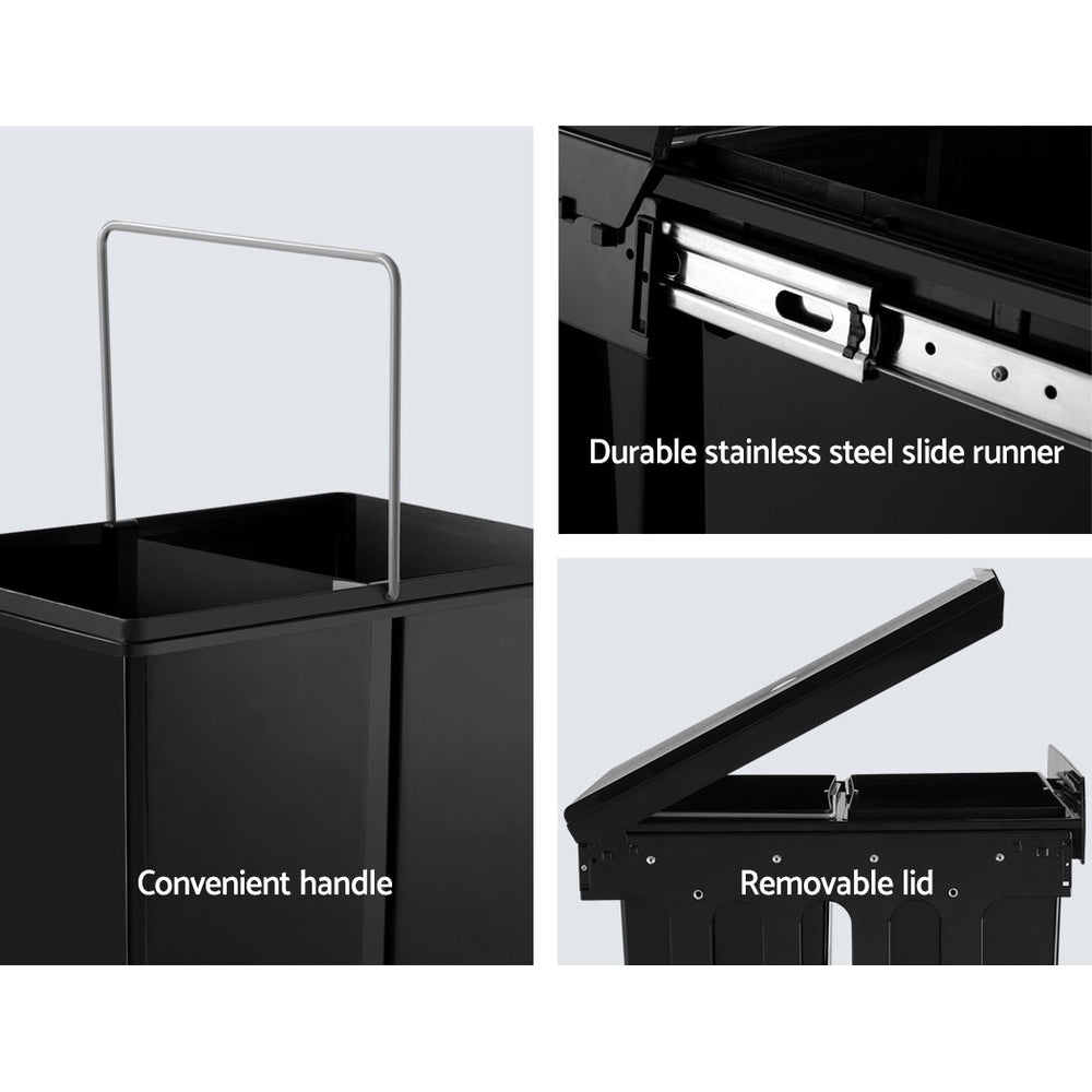 2x15L Pull Out Bin - Black - image5