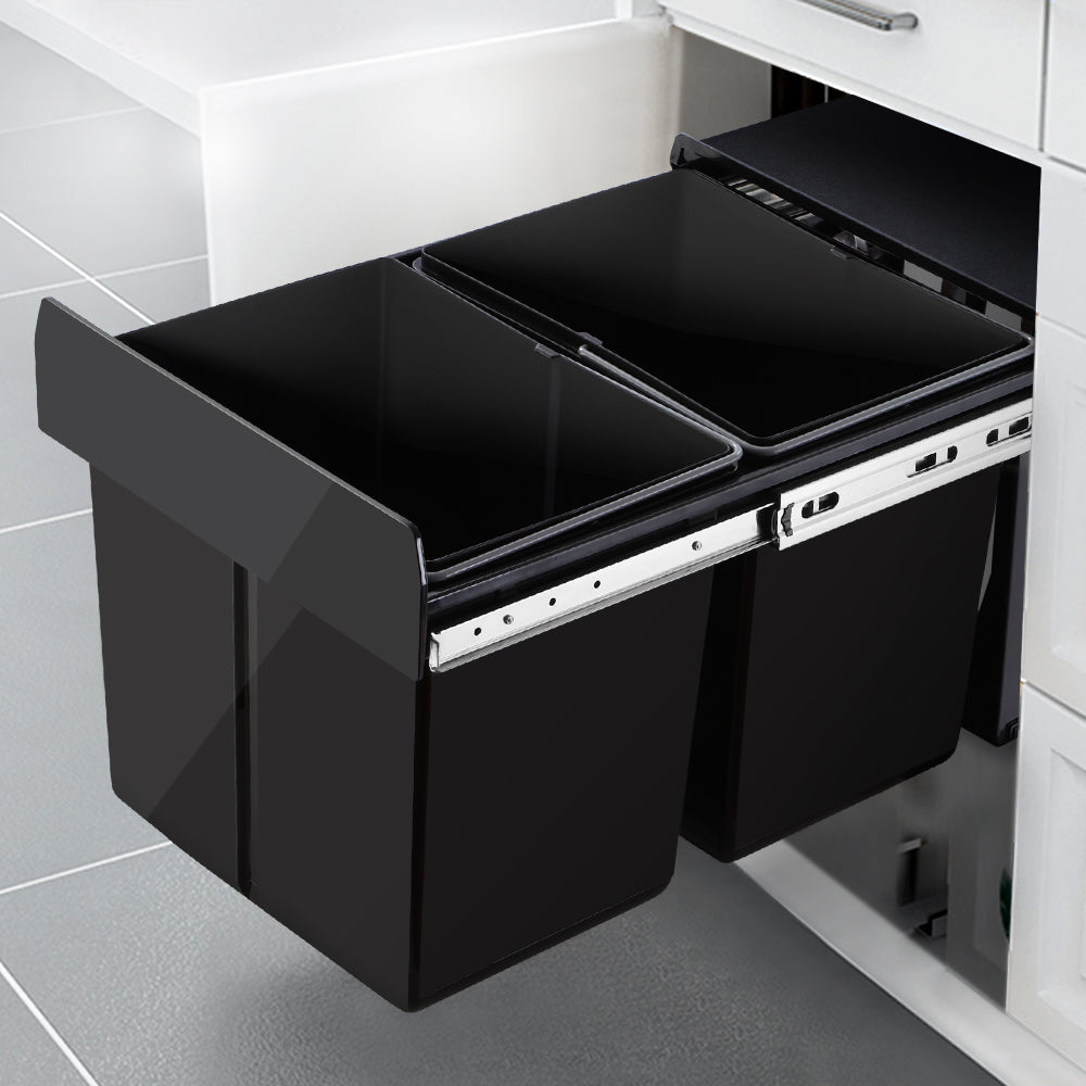 2x15L Pull Out Bin - Black - image7